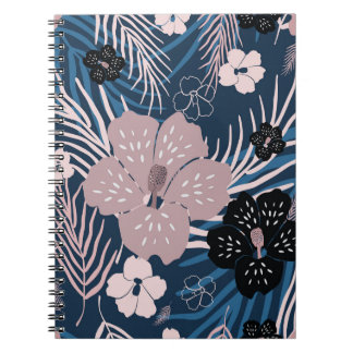 Tropical Flowers Palm Leaves Texture Notebook