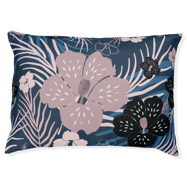 Tropical Flowers Palm Leaves Texture Pet Bed (Front)