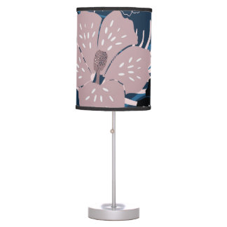 Tropical Flowers Palm Leaves Texture Table Lamp