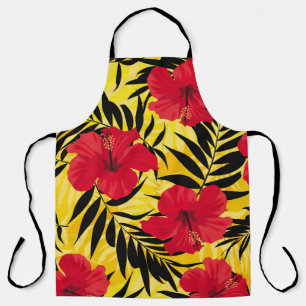 Tropical flowers palm leaves, vintage pattern. apron