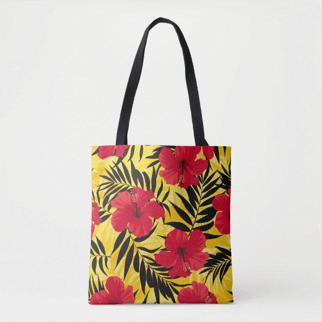Tropical flowers palm leaves, vintage pattern. tote bag (Front)