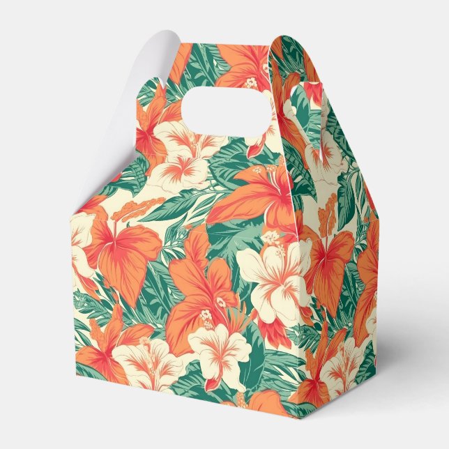 Tropical flowers pattern Hawaiian vibe Favor Boxes (Front Side)