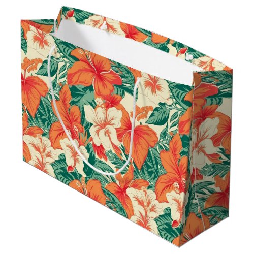 Tropical flowers pattern Hawaiian vibe Large Gift Bag