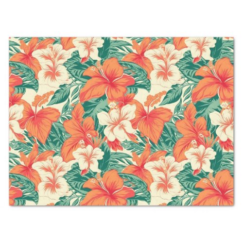 Tropical flowers pattern Hawaiian vibe Tissue Paper