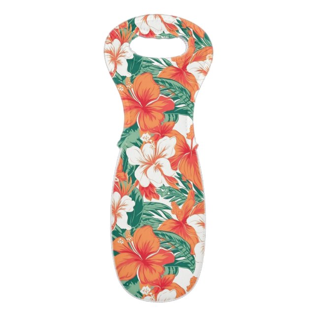 Tropical flowers pattern Hawaiian vibe Wine Bag (Back Flat)