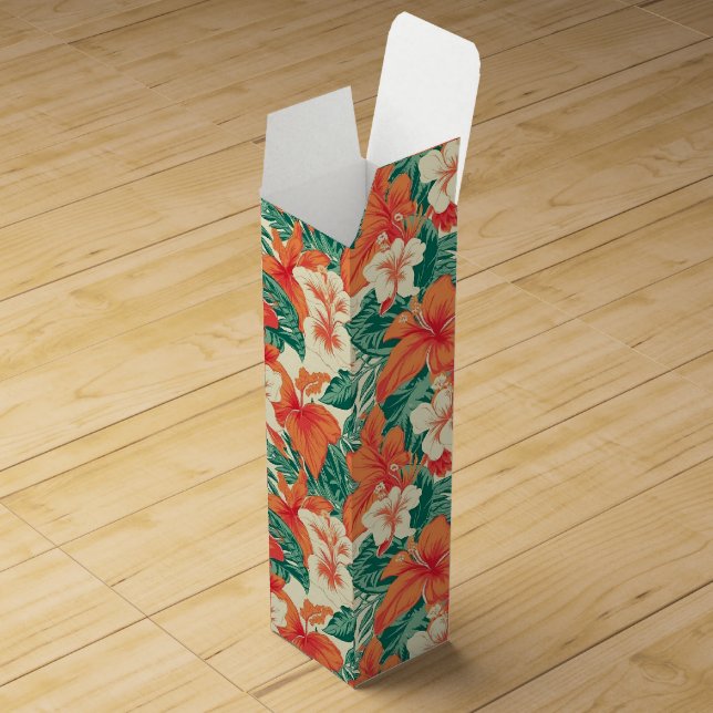 Tropical flowers pattern Hawaiian vibe Wine Box (Opened)