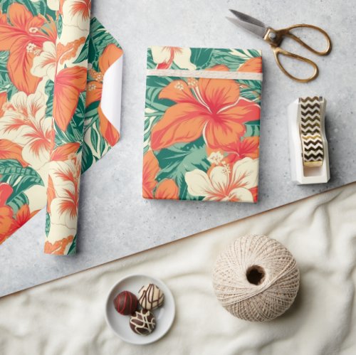 Tropical flowers pattern Hawaiian vibe Wrapping Paper