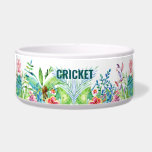 Tropical flowers Personalized Name<br><div class="desc">Colorful tropical flowers and leaves border on a white background with a personalized dog name.</div>
