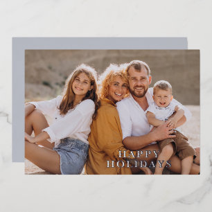 Tropical Flowers Photo Foil Holiday Card