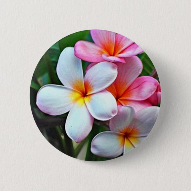 Tropical flowers pinback button (Front)