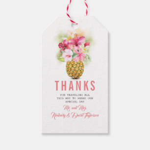 Tropical Flowers Pineapple Beach Wedding Gift Tags