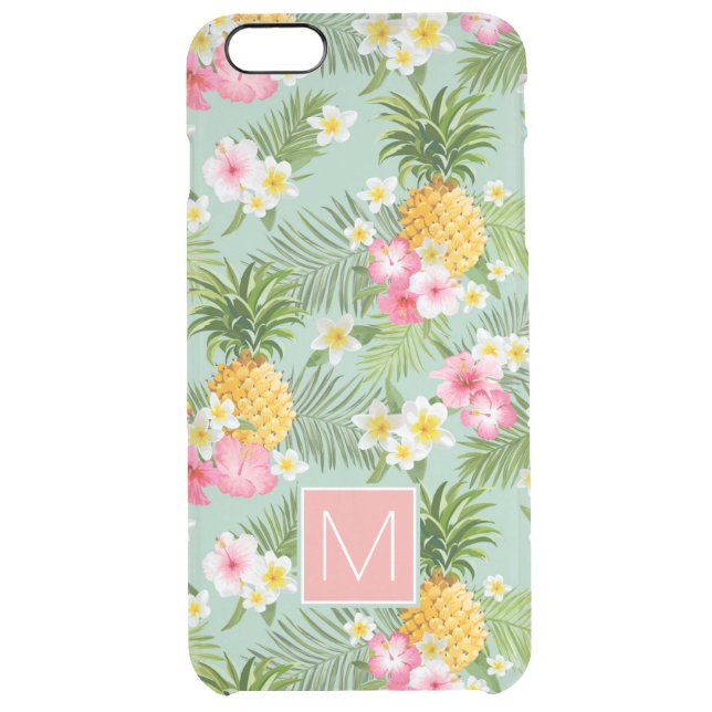 Tropical Flowers & Pineapples | Add Your Initial Uncommon iPhone Case (Back)