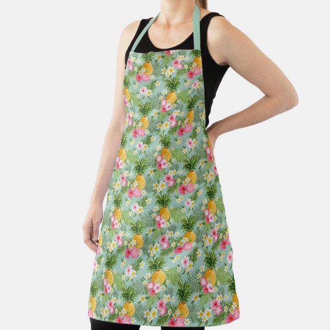 Tropical Flowers & Pineapples Apron (Insitu)