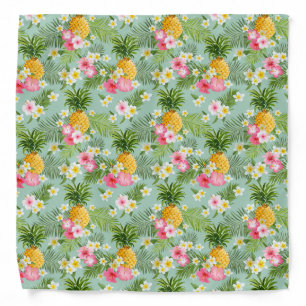 Tropical Flowers & Pineapples Bandana