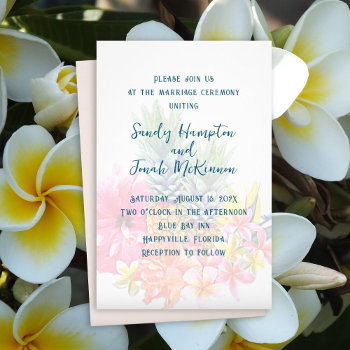 Tropical Flowers Pineapples Budget Wedding Invite Flyer by sandpiperWedding at Zazzle