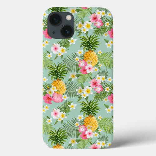 Tropical Flowers  Pineapples iPhone 13 Case