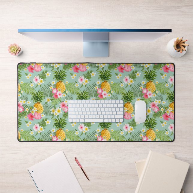 Tropical Flowers & Pineapples Desk Mat (Office 1)
