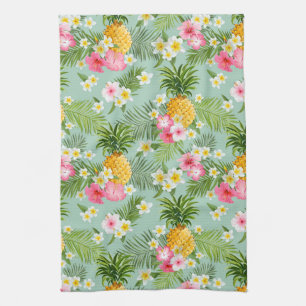 Tropical Flowers & Pineapples Kitchen Towel