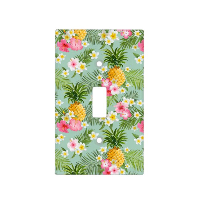 Tropical Flowers & Pineapples Light Switch Cover (Front)