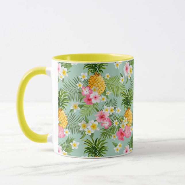 Tropical Flowers & Pineapples Mug (Left)