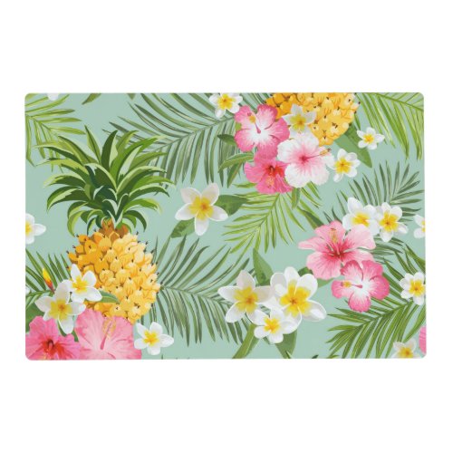 Tropical Flowers  Pineapples Placemat