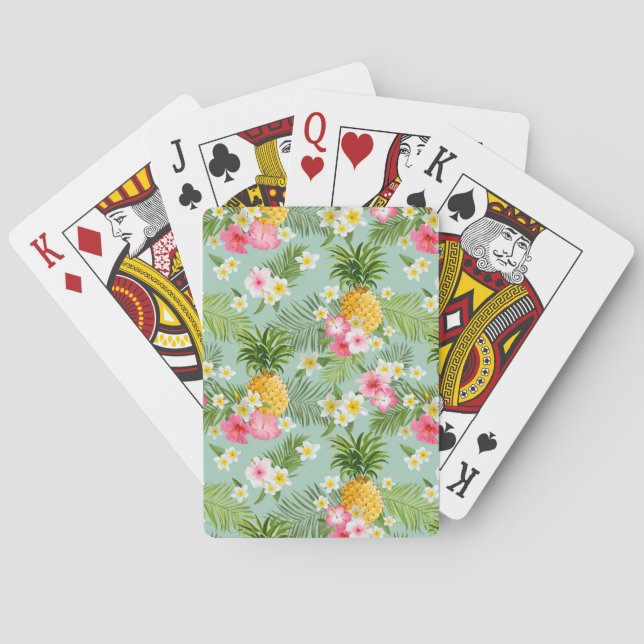 Tropical Flowers & Pineapples Poker Cards (Back)
