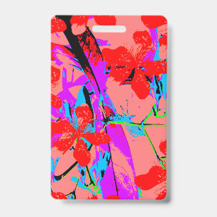 Tropical Flowers Pink Badge
