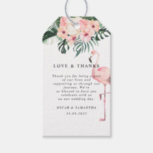 Tropical Flowers & Pink Flamingo Beauty Gift Tags