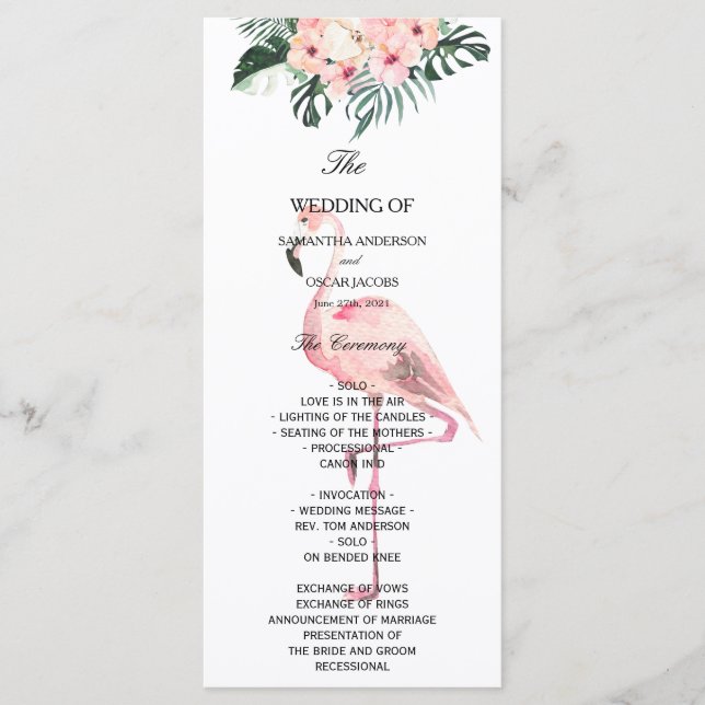 Tropical Flowers & Pink Flamingo Beauty Menu (Front)