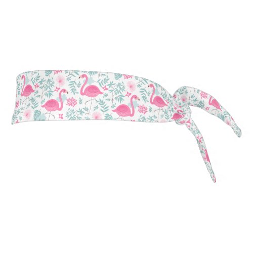 Tropical Flowers  Pink Flamingos Pattern Tie Headband
