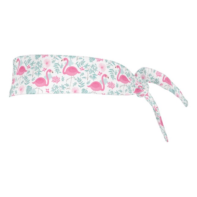 Tropical Flowers & Pink Flamingos Pattern Tie Headband (Rotate 90)