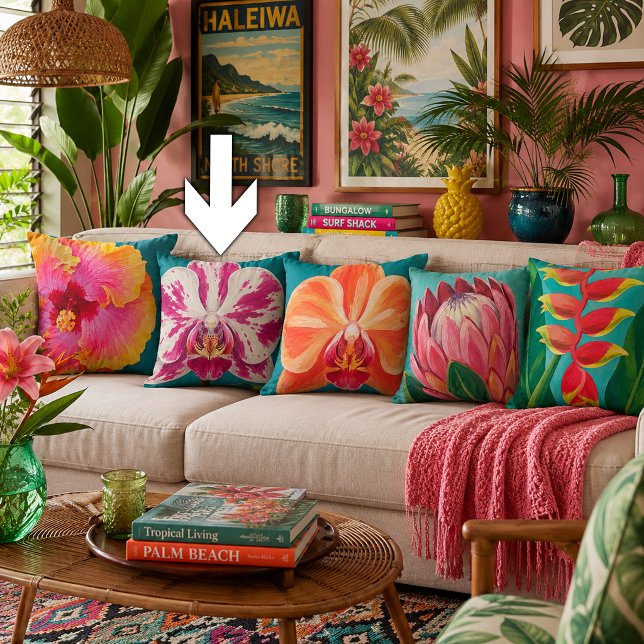 Tropical Flowers Plant Throw Pillow (Creator Uploaded)