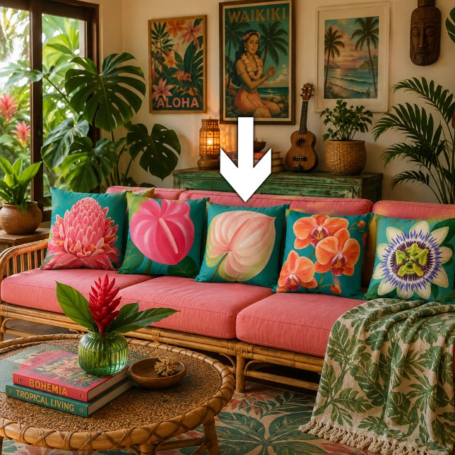 Tropical Flowers Plant Throw Pillow (Creator Uploaded)
