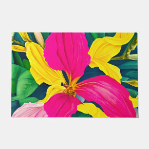 Tropical flowers plants doormat