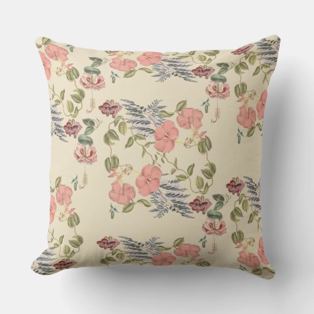 Tropical Flowers Print Patio Pillow 20x20 (Front)