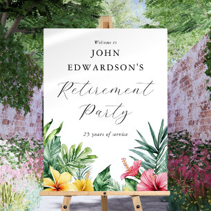 Tropical Flowers Retirement Party Welcome Sign