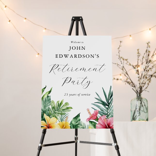 Tropical Flowers Retirement Party Welcome Sign (In Situ (Stand))