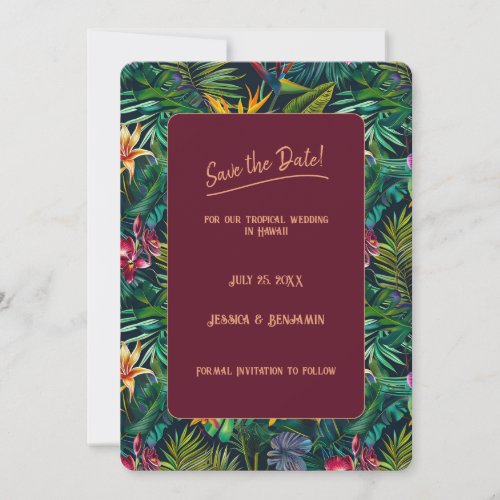 Tropical Flowers Save the Date  Invitation