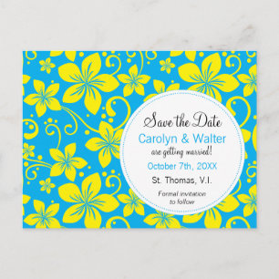 Tropical Flowers Save the Date Postcard