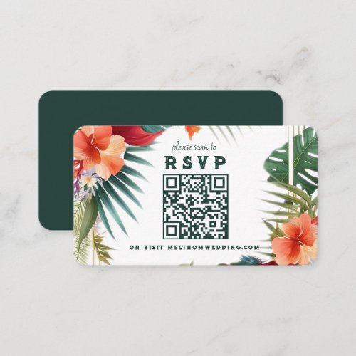Tropical Flowers Scan to RSVP Wedding Enclosure 