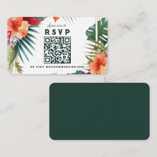 Tropical Flowers Scan to RSVP Wedding Enclosure  Card