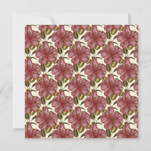 Tropical flowers seamless pattern   red flowers card