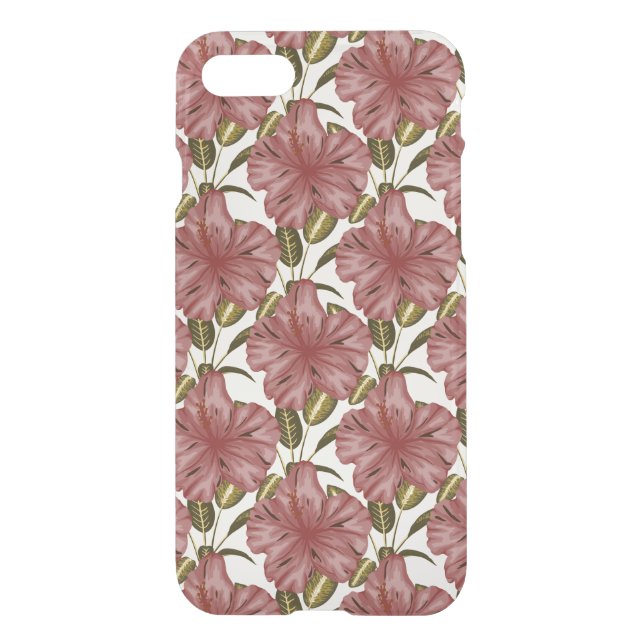 Tropical flowers seamless pattern | red flowers uncommon iPhone case (Back)
