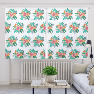 Tropical flowers sheer curtains