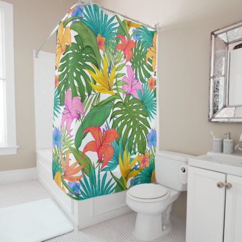 tropical flowers shower curtain