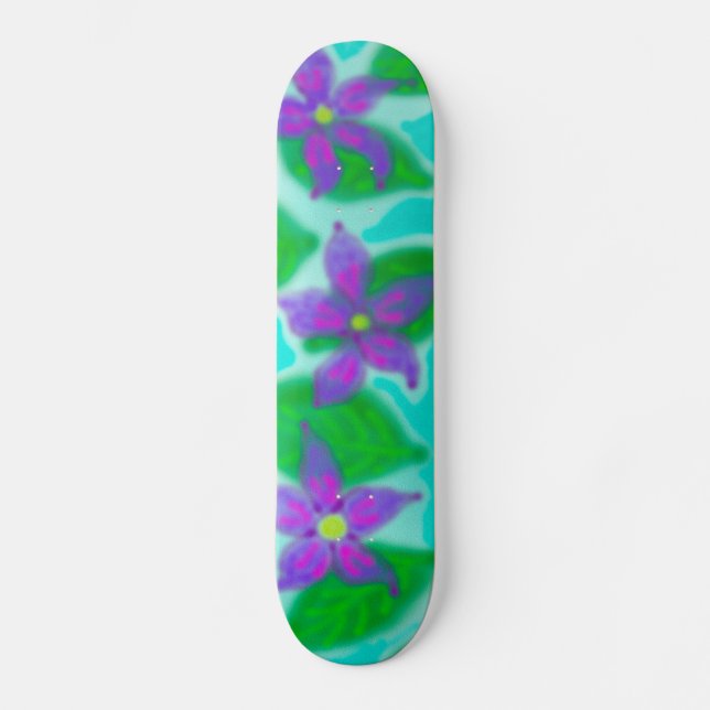 Tropical flowers skateboard (Front)