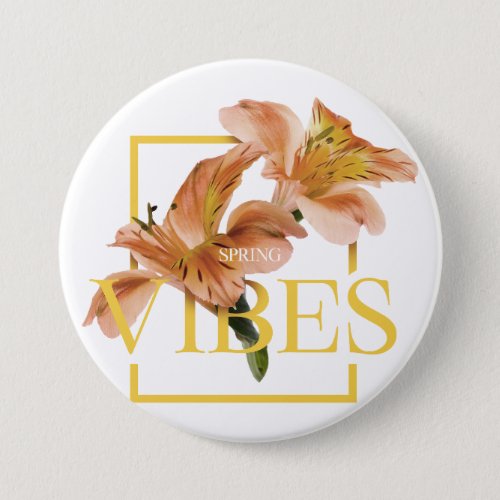 Tropical flowers spring design button