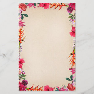 Tropical Flowers Stationery