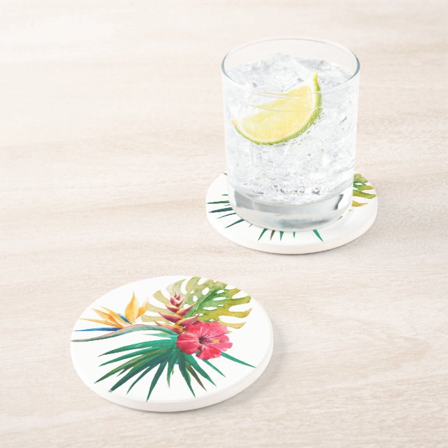 Tropical Flowers Stone Coaster (Side)