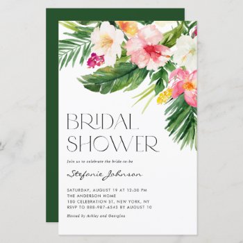 Tropical Flowers Summer Bridal Shower Invitation by misstallulah at Zazzle